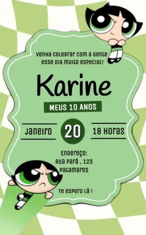 Convite de Aniversário Docinho Meninas Superpoderosas Editável