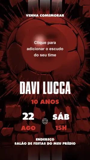Convite Aniversário Futebol com Escudo do Time para Editar