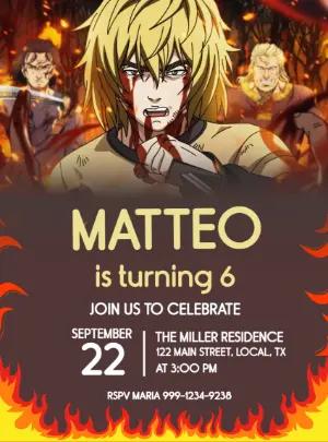 Editable Vinland Saga Birthday Invitation Template