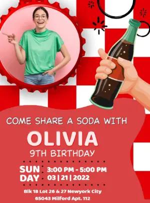 Retro Coke Birthday Invitation Editable Template
