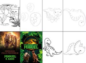 Lembrancinha Livro de Colorir Dinossauro Editável Online