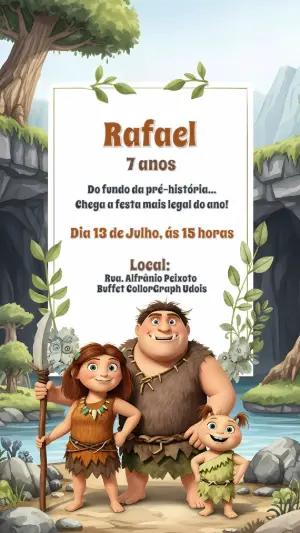 Convite de Aniversário Os Croods com Personagens para Editar