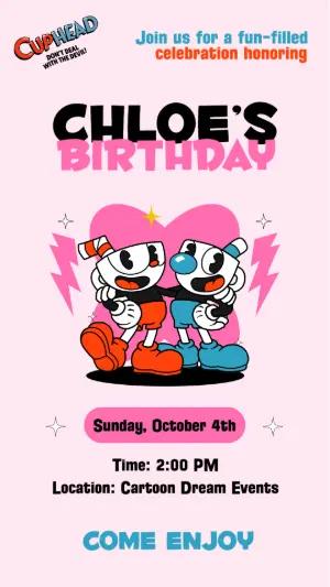 Editable Cuphead Birthday Invitation Template