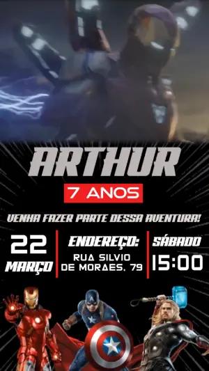 Convite Animado Vingadores para Editar | Aniversário Infantil