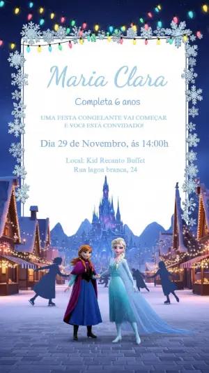 Convite Digital Frozen Aventura Congelante Modelo Editável