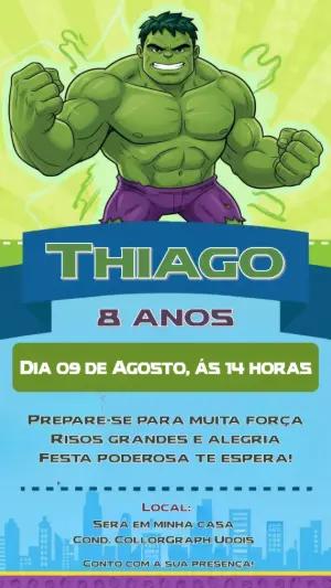 Convite de Aniversário Hulk Verde e Roxo para Editar Online