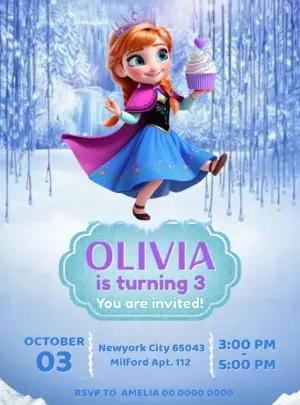 Frozen Birthday Invitation with Anna to Edit Online