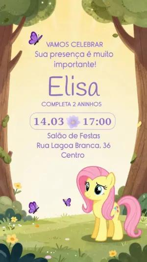 Convite de Aniversário Fluttershy Pônei Delicado para Editar