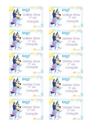 Etiqueta Escolar Bluey Colorida para Editar e Imprimir