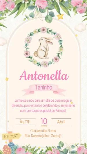 Convite de Aniversário Coelhinha da Páscoa para Editar