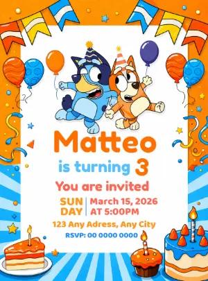 Bluey and Bingo Birthday Invitation | Editable Digital Template
