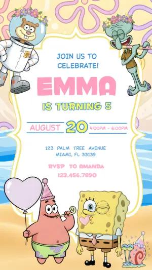 SpongeBob SquarePants Birthday Invitation | Editable Template