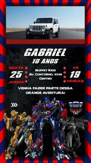 Convite Animado Aniversário Transformers para Editar Online
