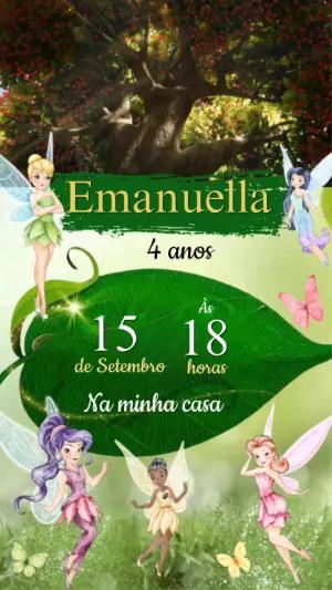 Convite Animado Aniversário Sininho e Fadas para Editar