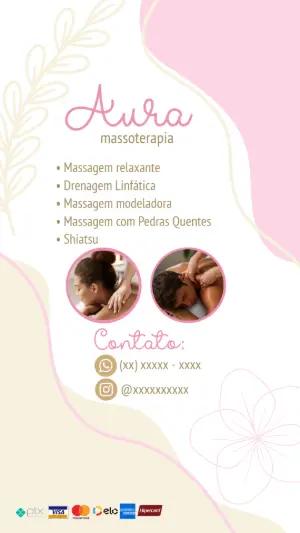 Cartão de Visita Massoterapia Delicado para Editar Online