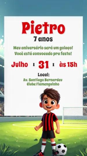 Convite Aniversário Futebol Menino para Editar Online e Imprimir