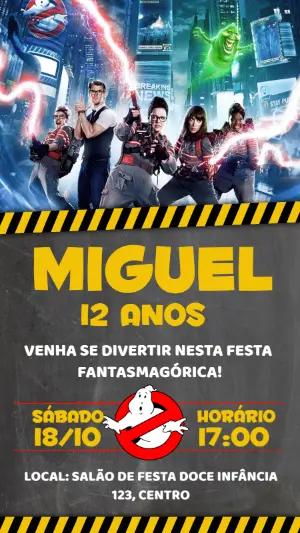 Convite Aniversário Caça-Fantasmas com Personagens para Editar