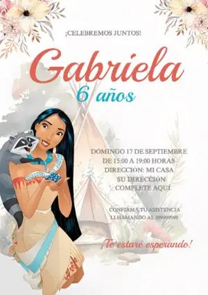 Invitación de Cumpleaños Pocahontas Estilo Boho para Editar
