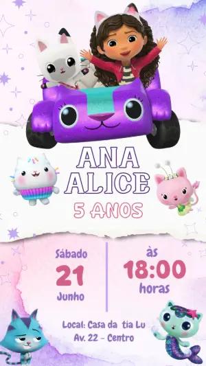 Convite Aniversário A Casa Mágica da Gabby para Editar