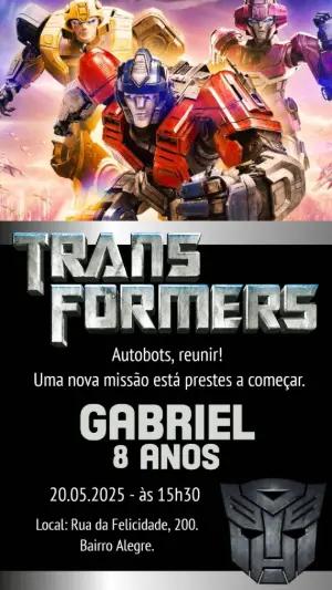 Convite de Aniversário Transformers Editável Online