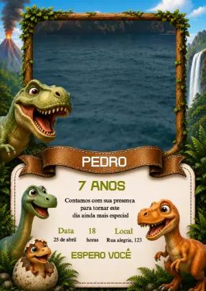 Convite Animado de Dinossauro: Vídeo de Aniversário Editável