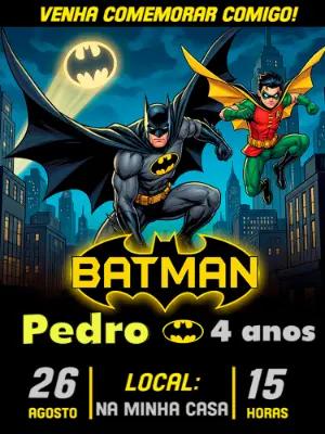 Convite de Aniversário Batman e Robin para Editar