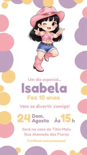 Convite de Aniversário Cowgirl Fofo para Editar Online