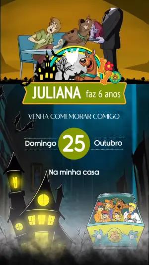 Convite Animado Aniversário Scooby-Doo Halloween para Editar