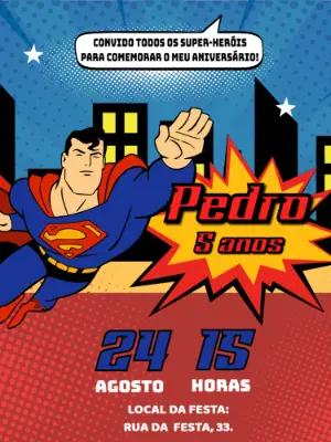 Convite Aniversário Super Homem para Editar Online