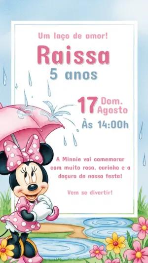Convite de Aniversário Minnie Mouse Rosa para Editar Online