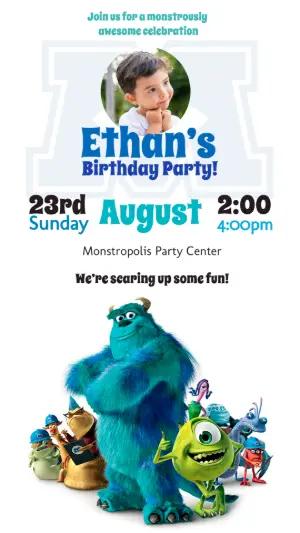 Monsters, Inc Birthday Party Invitation Editable Template