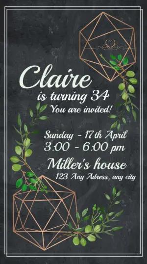 Elegant Geometric Birthday Invitation - Editable Digital Template