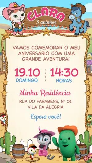Convite de Aniversário Xerife Callie no Oeste Editável