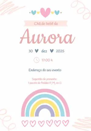 Convite Chá de Bebê Arco Íris Delicado para Editar Online