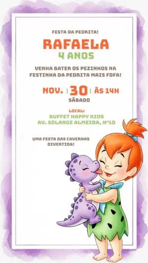 Convite de Aniversário Menina das Cavernas Editável