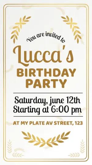 Elegant Gold Leaf Birthday Invitation Editable Template