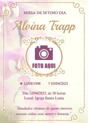 Convite Missa Sétimo Dia Floral com Foto para Editar Online