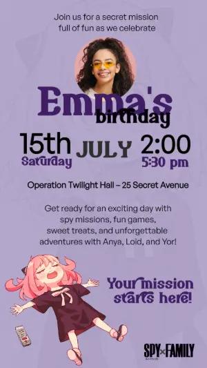 Spy x Family Birthday Invitation Editable Template