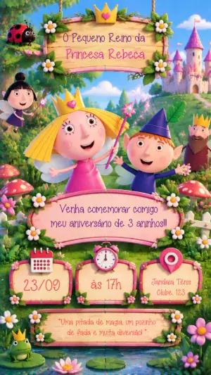 Convite de Aniversário O Pequeno Reino de Ben e Holly Editável