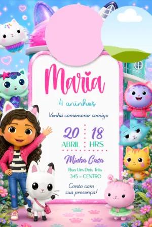 Convite de Aniversário Casa da Gabby com Foto Editável