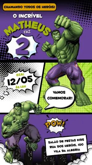 Convite de Aniversário do Incrível Hulk para Editar Online