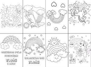 Mini Livro de Colorir Arco-íris e Unicórnio para Editar Online