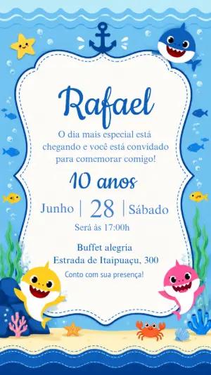 Convite de AniversárioBaby Shark Modelo Editável