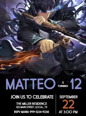 Solo Leveling God Statue Jin-Woo Sung Birthday Invitation