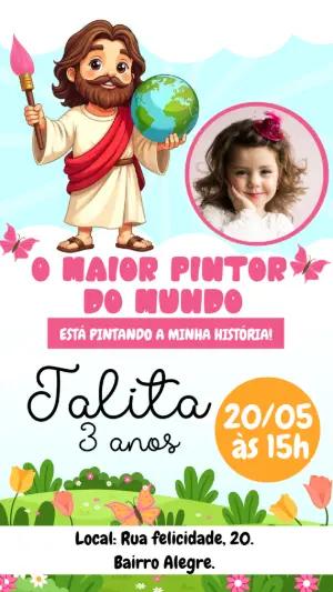 Convite Aniversário O Maior Pintor do Mundo com Foto para Editar