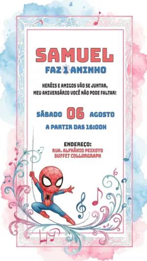 Convite de Aniversário Homem Aranha Fofo para Editar Online