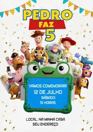 Convite de Aniversário Toy Story Colorido para Editar