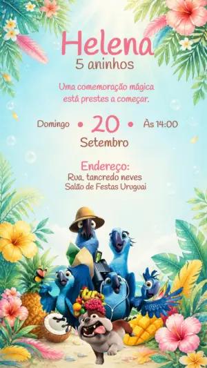 Convite de Aniversário Rio: Modelo Digital Editável
