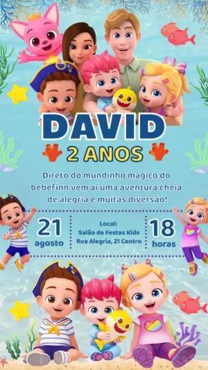 Convite Aniversário Bebefinn com Personagens para Editar Online