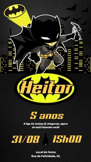 Convite Animado Aniversário Batman para Editar Online